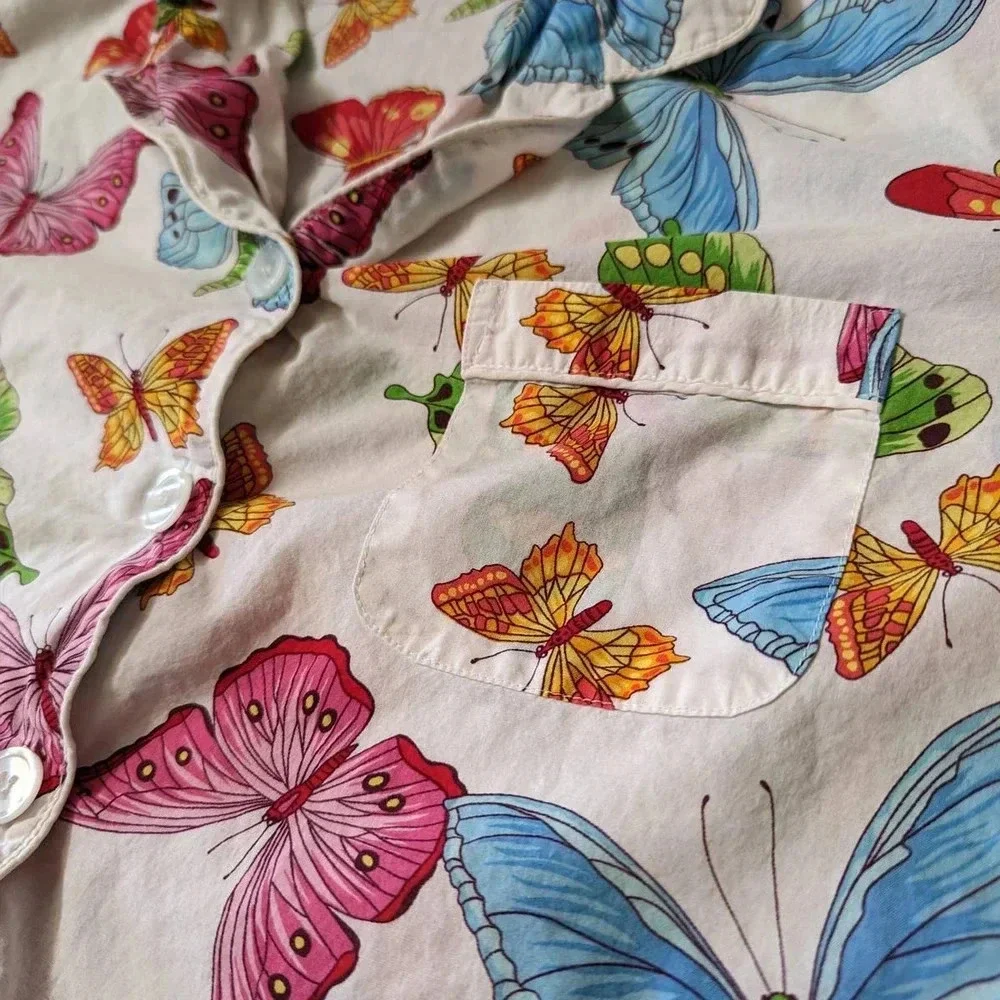 Victoria's Secret Y2K Kidcore Butterfly Short Sleeve Pajama Shirt